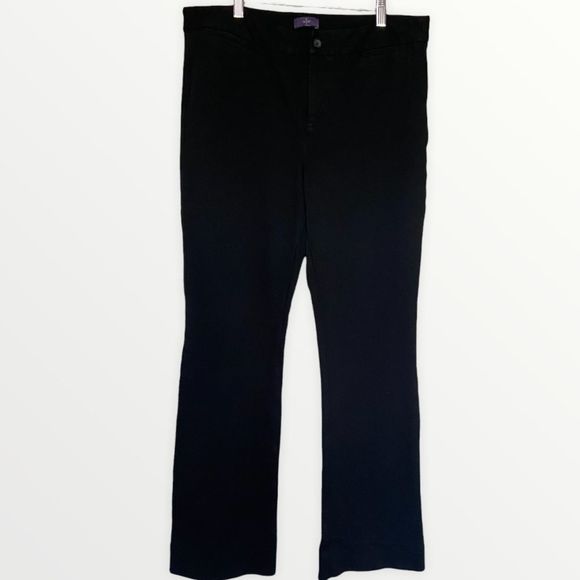 NYDJ Black Lift/Tuck Technology High-Rise Wide Flare Leg Pants Size 12 - Picture 2 of 9